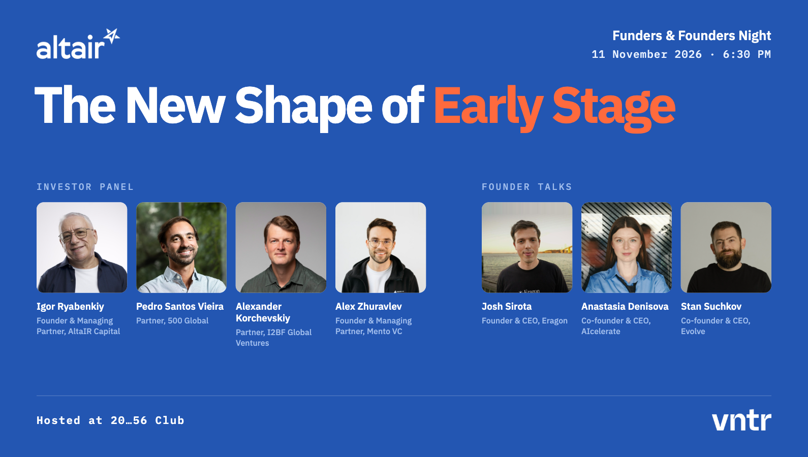 Funders & Founders Night by AltaIR Capital: The New Shape of Early Stage